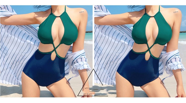 High-end One-Piece Deep Triangle Display High Waist Bikini Swimsuit