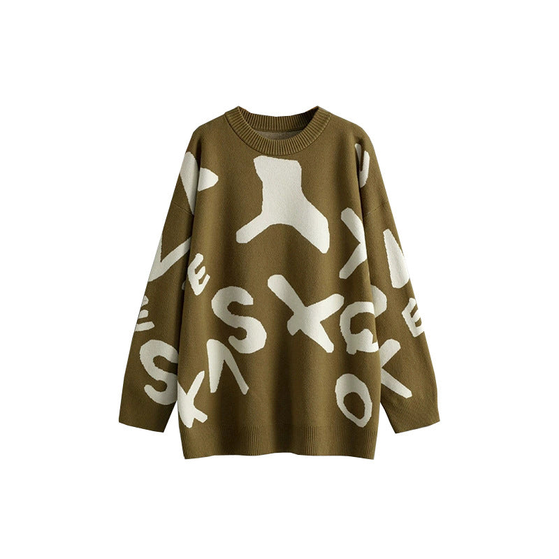 Women's Mid-length Knitted Jacquard Sweater