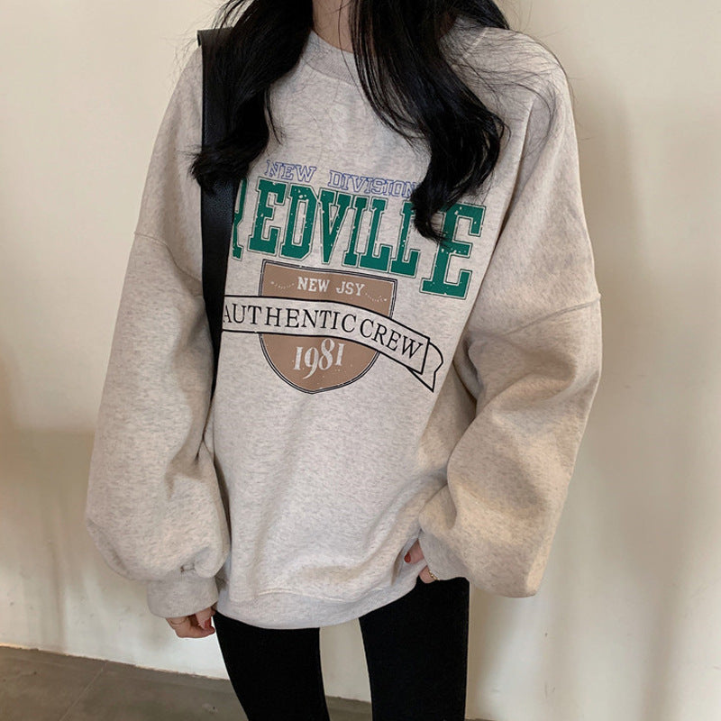 Women's Lightweight Letter Print Long Sleeve Sweatshirt