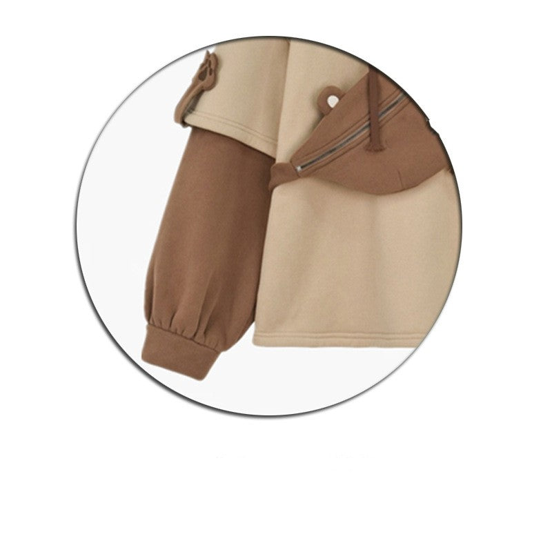 Chic Layered Hooded Sweatshirt with Bag