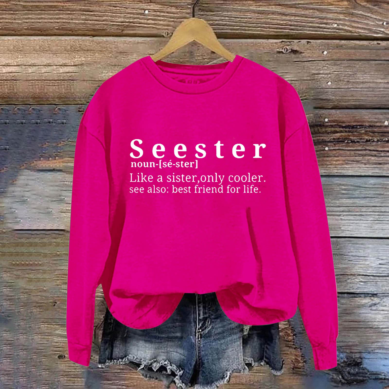 Chic Letter Print Round Neck Women's Casual Sweatshirt