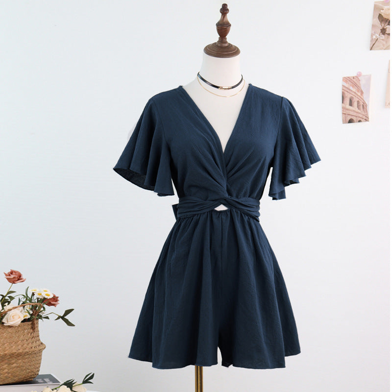 European And American Style Elegant Commuter V-Neck Jumpsuit