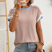 Color-Block Raglan Tee – Loose Fit, Trendy Street Style