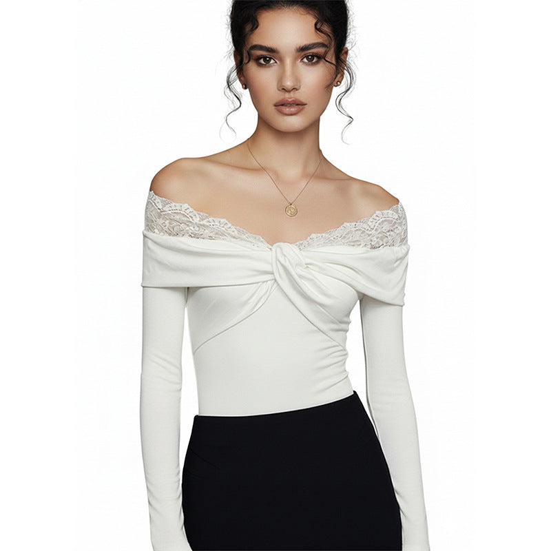 White Lace Off-Shoulder Bodycon Jumpsuit