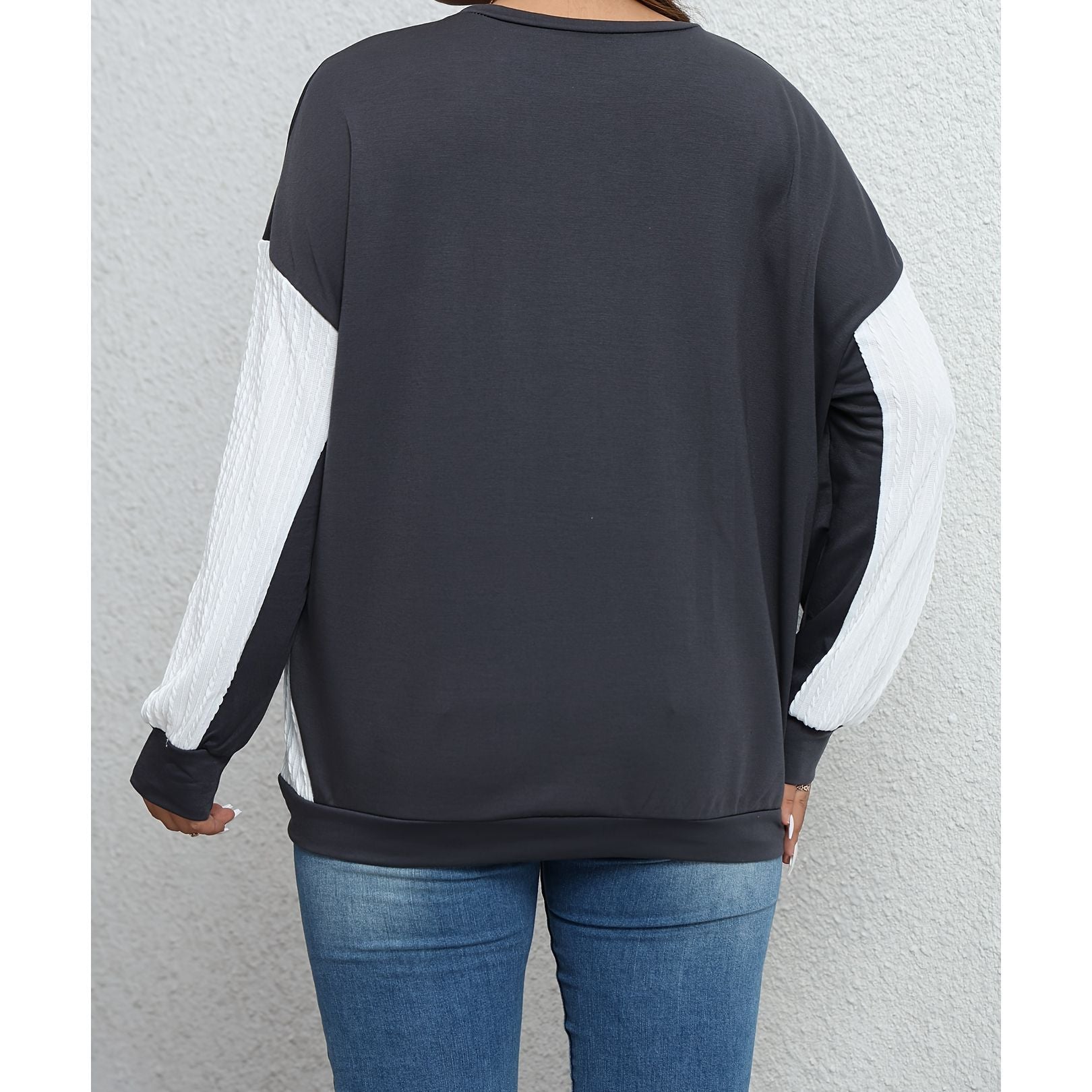 Plus Size Colorblock Casual Sweatshirt