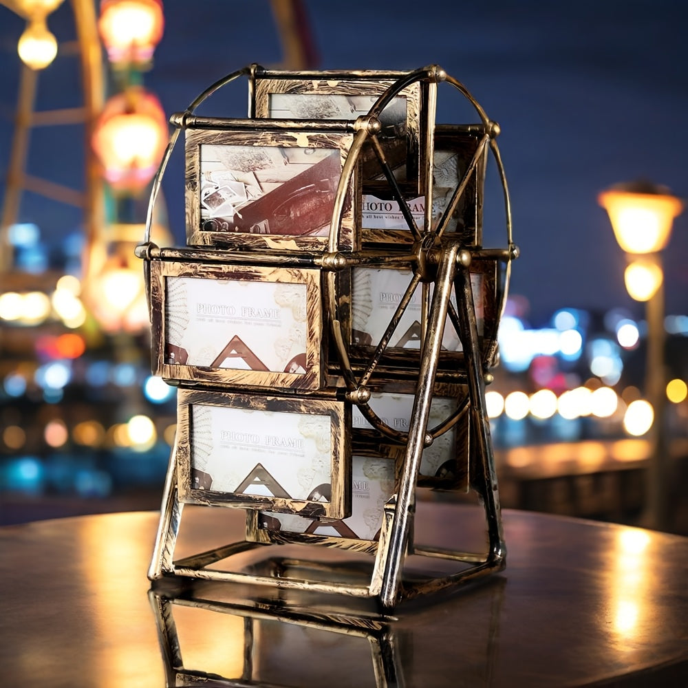 [8pcs Ferris Wheel Frame] 8pcs Vintage Rotating Ferris Wheel Photo Frame - 4-Inch | Exquisite Decor for Living Room, Bedroom, Or Desk | Perfect Gift for Valentine's Day, Birthdays, And Christmas