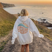 Sunset Print Fleece-Lined Kangaroo Pocket Hoodie
