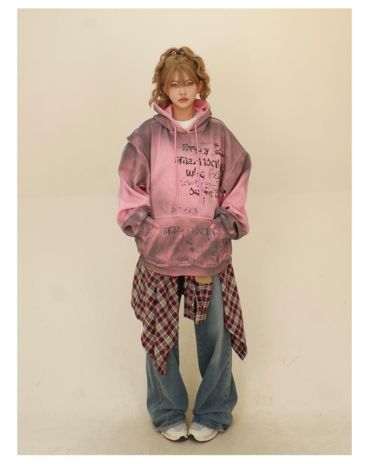 Women's Layered Hooded Chenille Sweater Loose Pullover