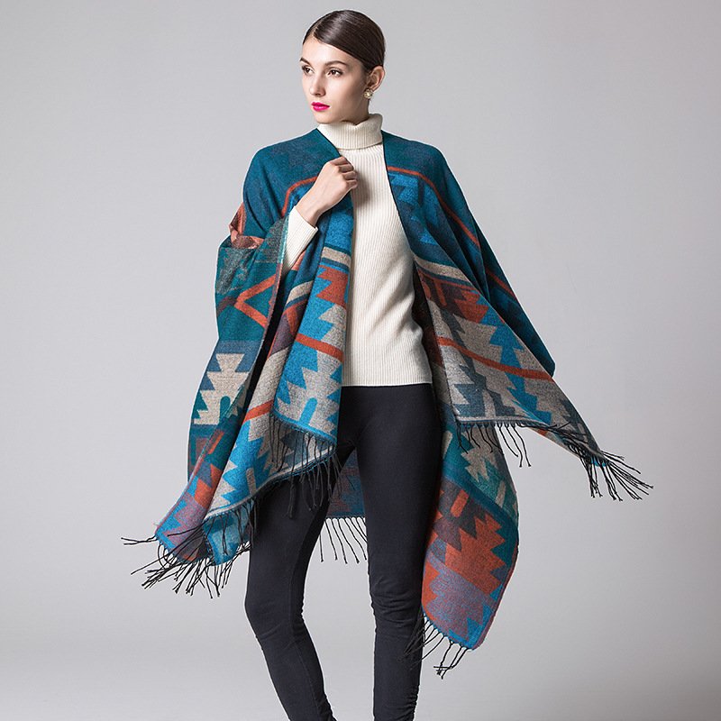 Geometric Diamond Cashmere Shawl for Women
