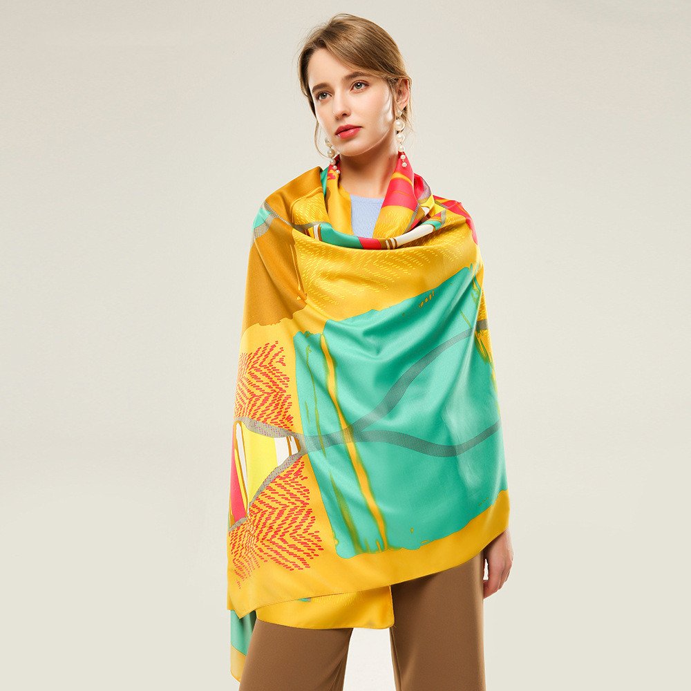 Color Block Knitted Scarf for Women