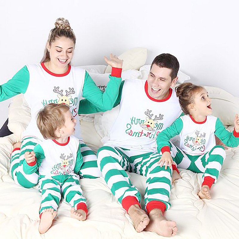 Cozy Striped Family Suit for Home Leisure