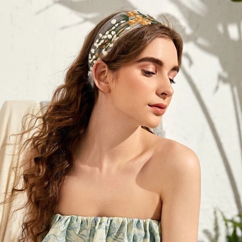 Green Floral Hair Band for Women