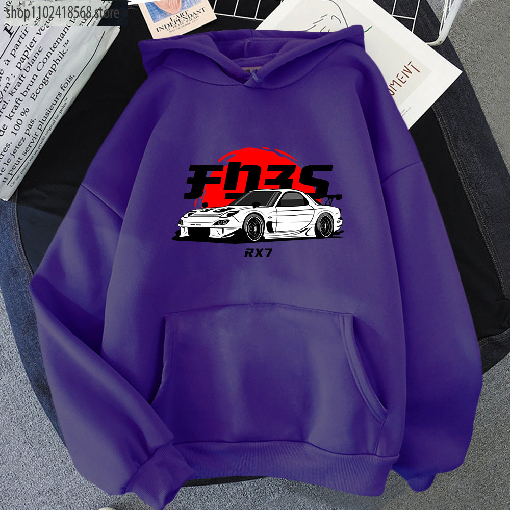 Unisex Graphic Car Print Casual Cotton Hoodie
