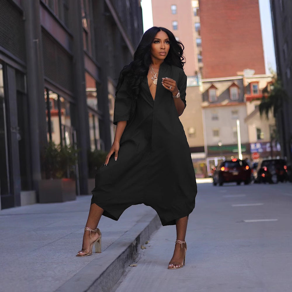 Minimalist Chic Women's Casual Jumpsuit with Pockets