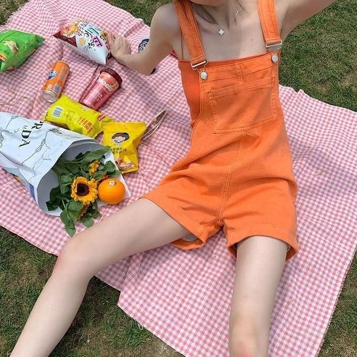 Denim High-Waist Overalls Slimming Casual Jumpsuit