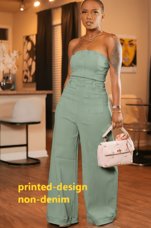 Shoulderless Wide-Leg Commuter Bodysuit