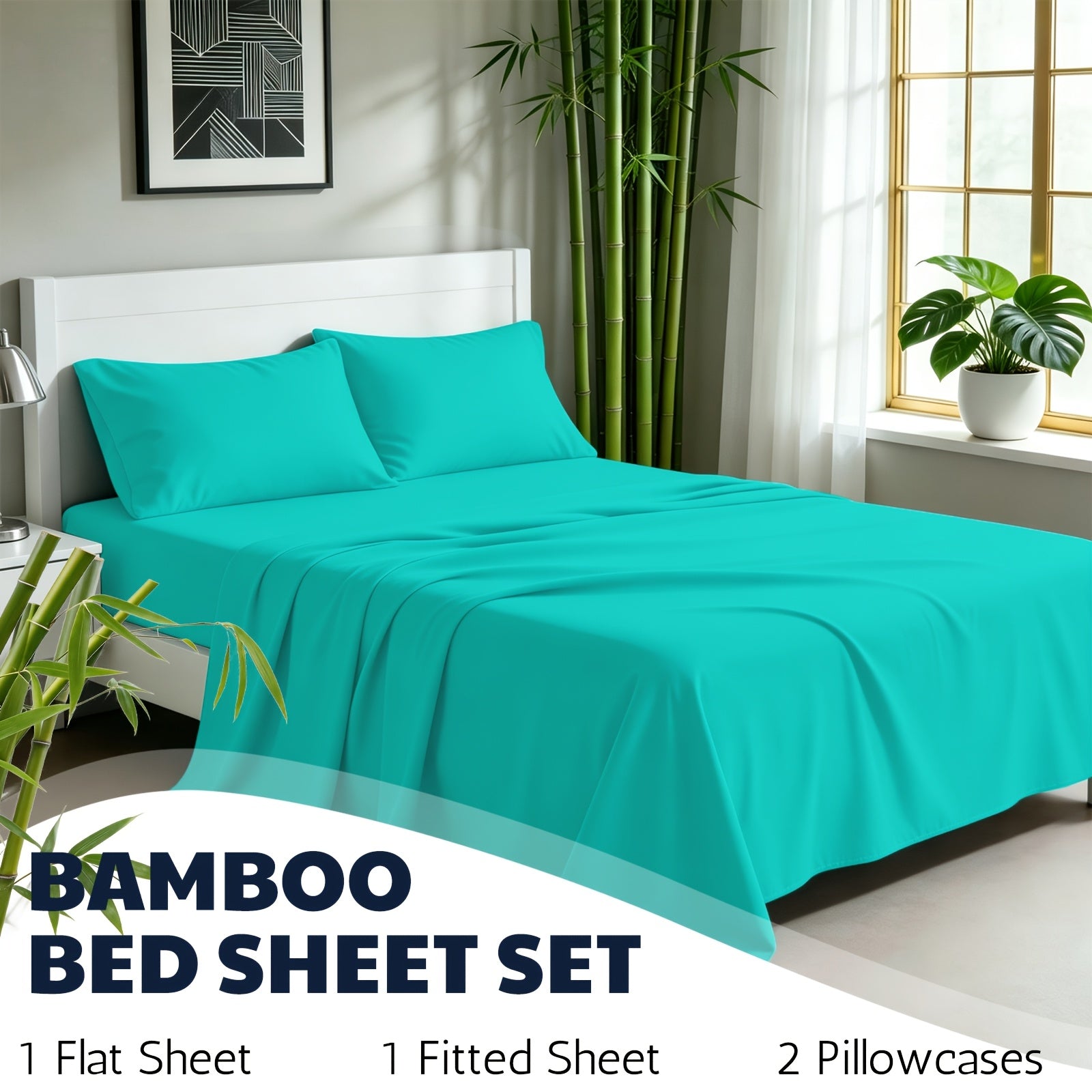 Cooling Bamboo Fiber Sheet Set – 16‑Inch Extra‑Deep Pocket, Twin to King Sizes
