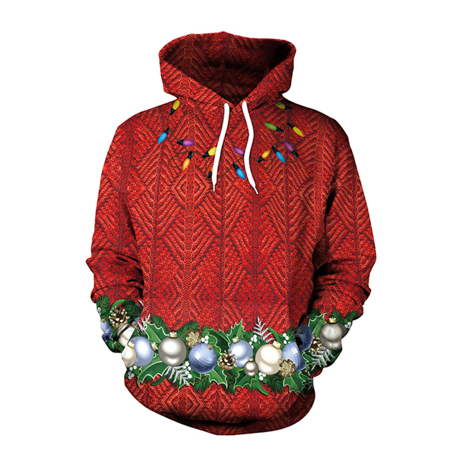 Women's Festive Christmas Hooded Digital Print Loose Sweatshirt