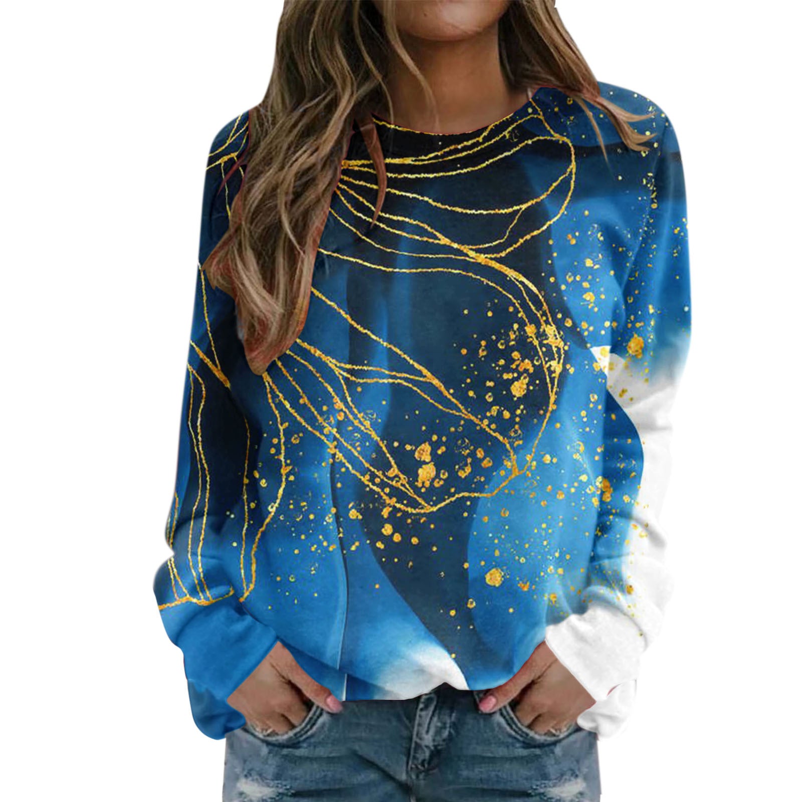 Stunning Starry Sky 3D Print Women's Round Neck Sweater