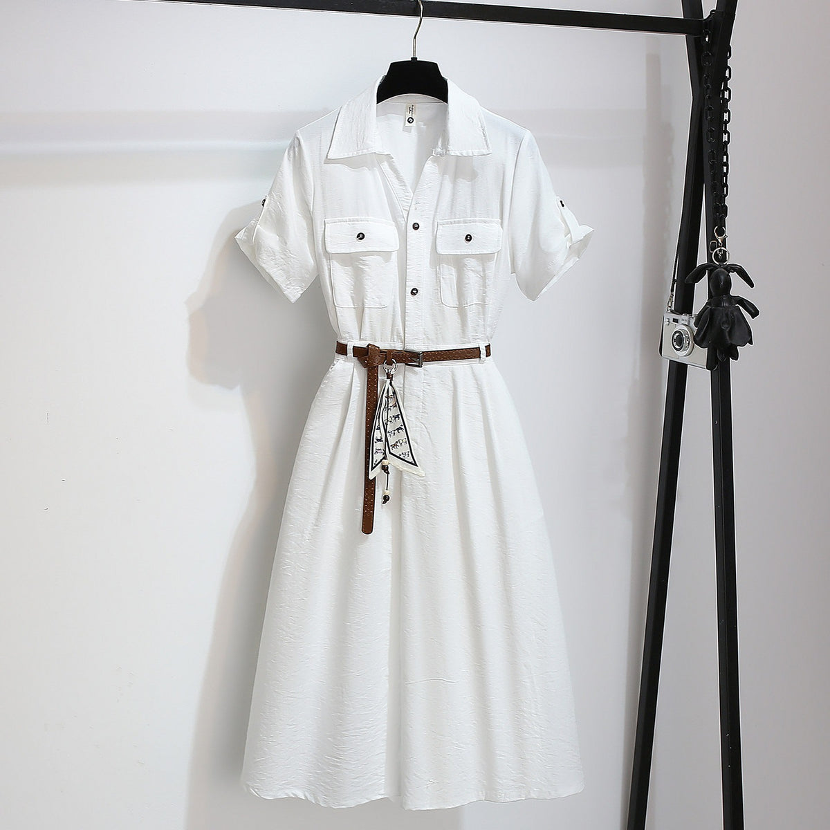 Summer New Waist-cinching A-line Shirt Dress