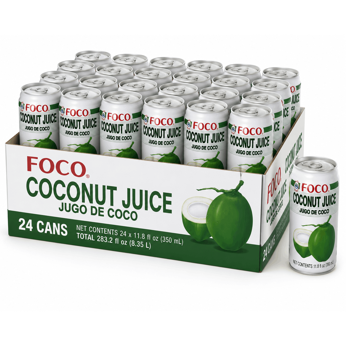 11.8 Fl Oz Cans of Coconut Juice with Pulp, 24-Pack