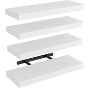 Set of 4 brown floating wall shelves with invisible brackets