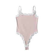 Sweet Lace-Panel Camisole Romper