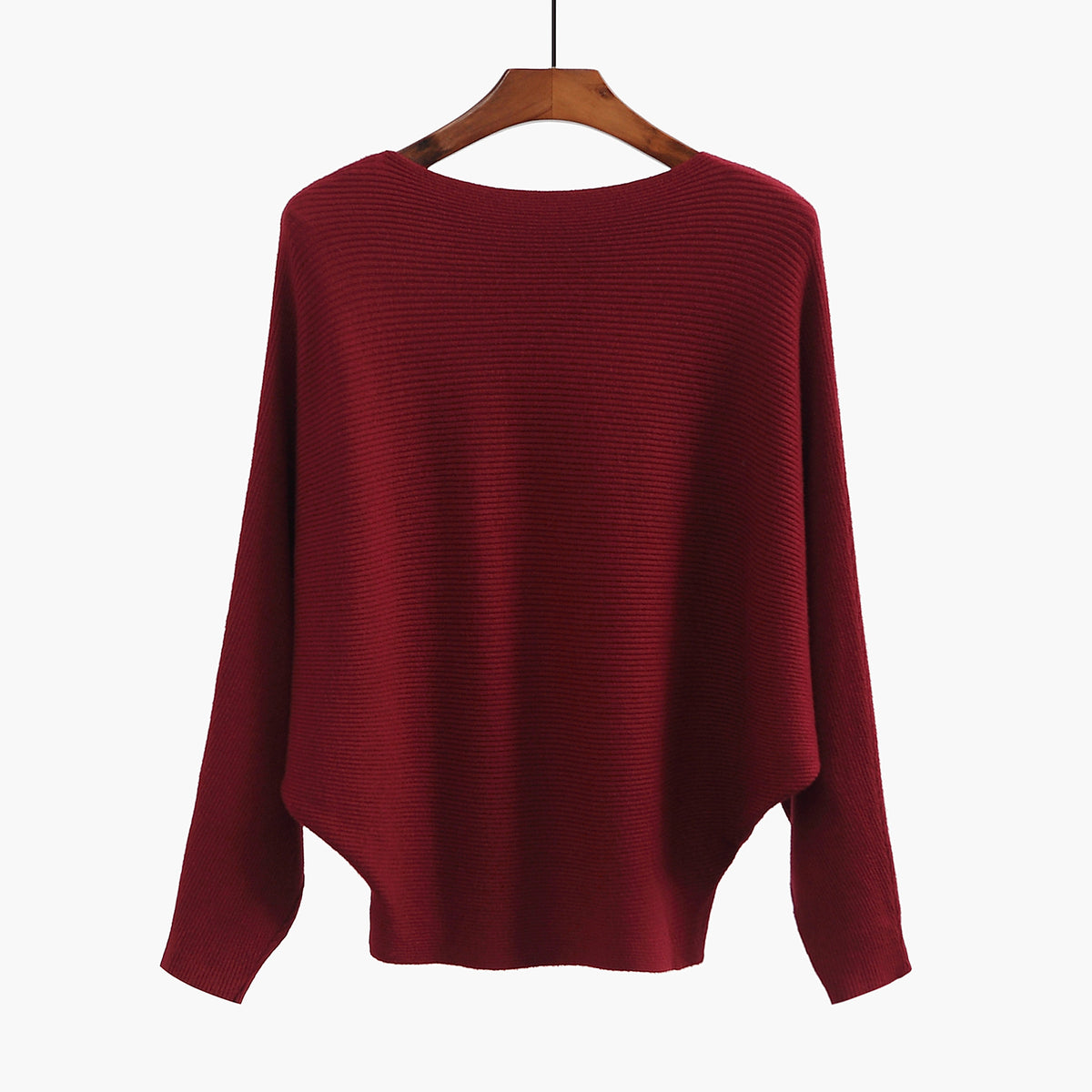 Halter-neck Batwing-knit Highly Elastic Laid-back Pullover Top