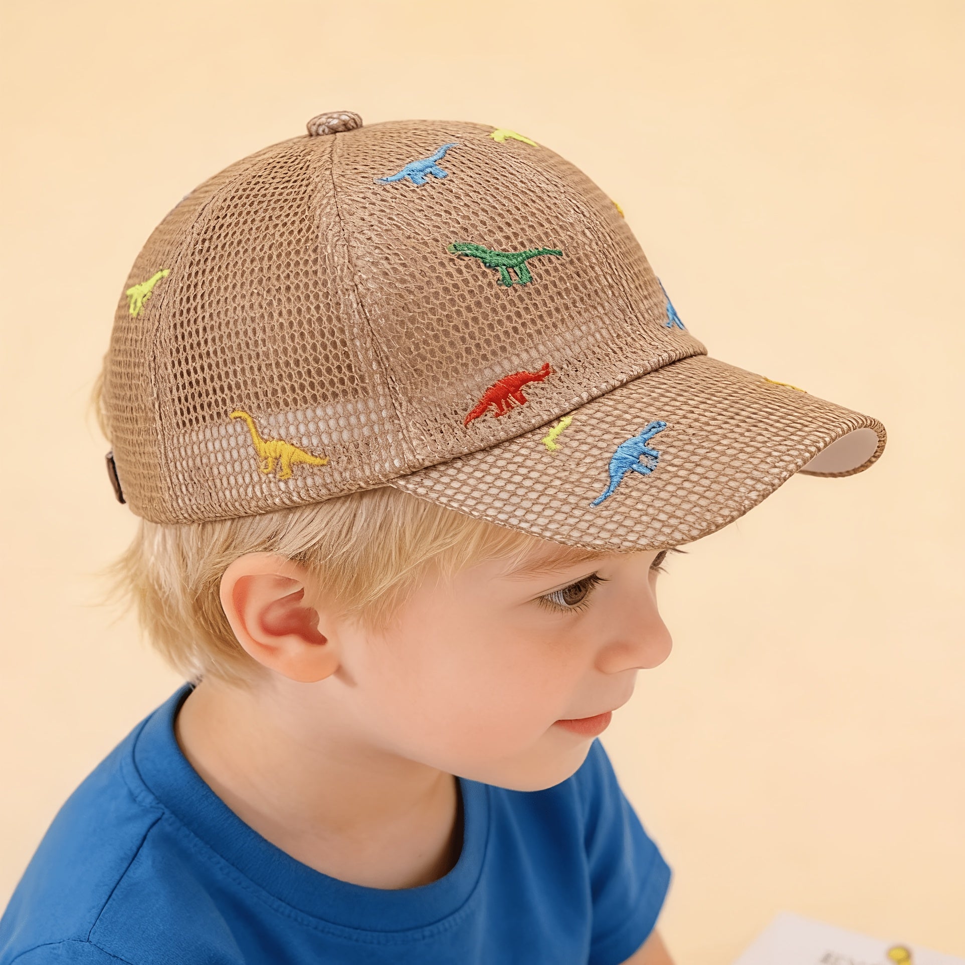 Toddler Baseball Cap with Dinosaur Embroidery