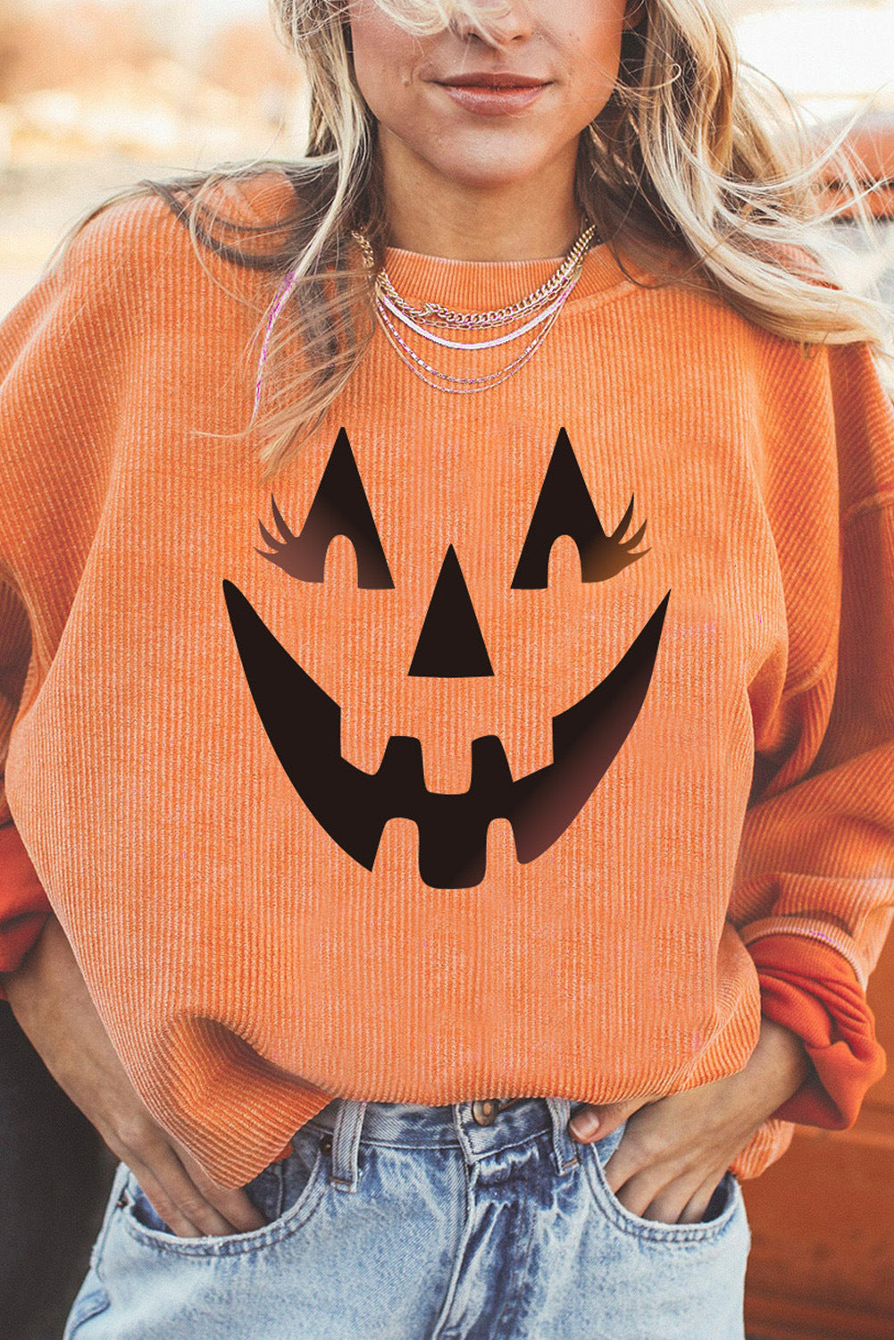 European And American New Halloween Pumpkin Head Sweater