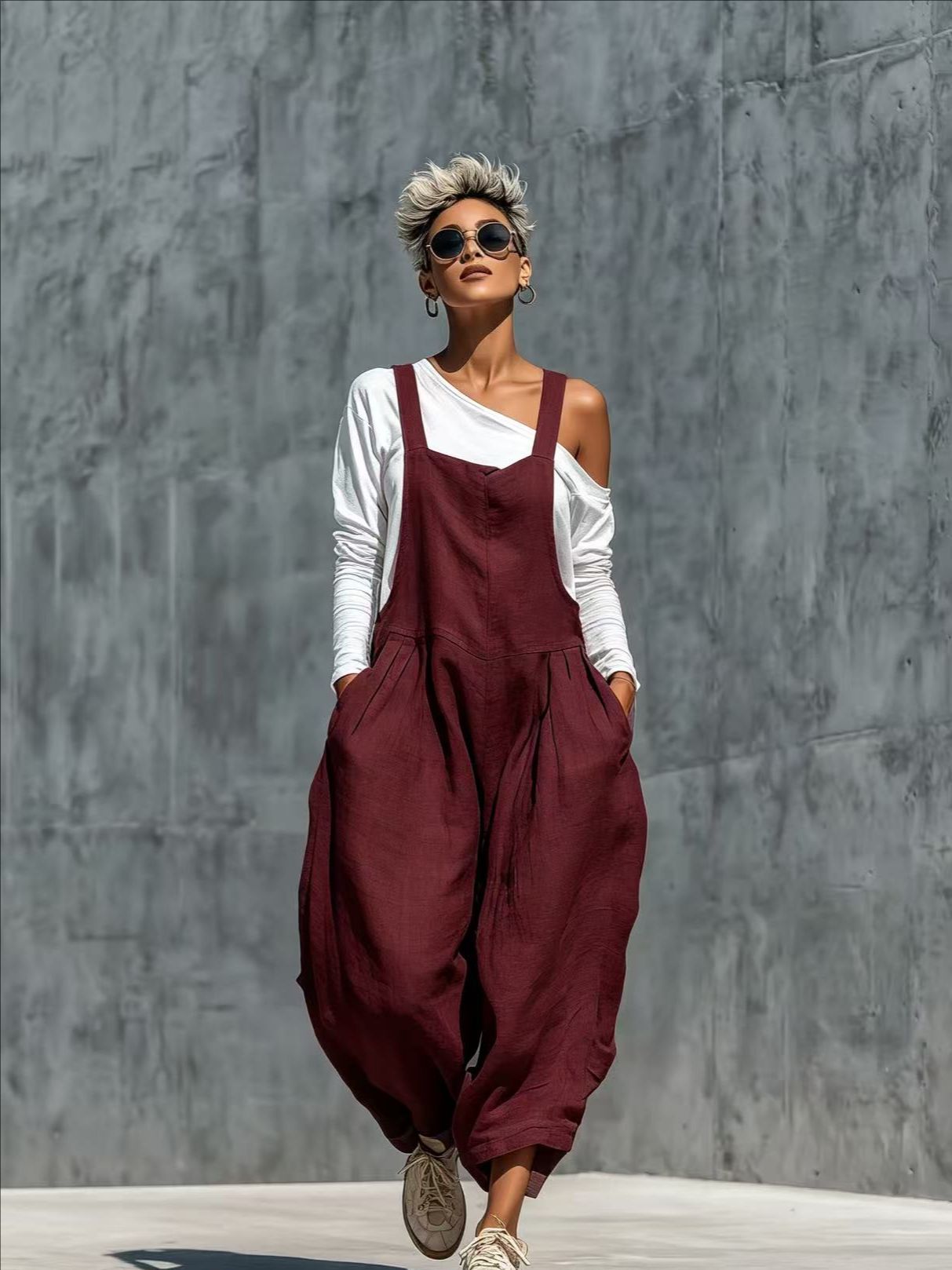 Women's Casual Loose-Fit Wide-Leg Jumpsuit