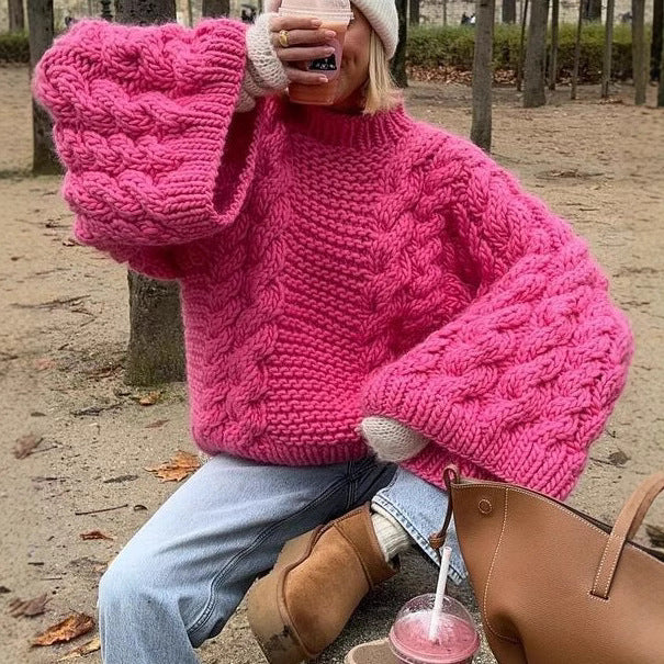 Loose Casual Versatile Solid-color Fashionable and Elegant Knit Sweater