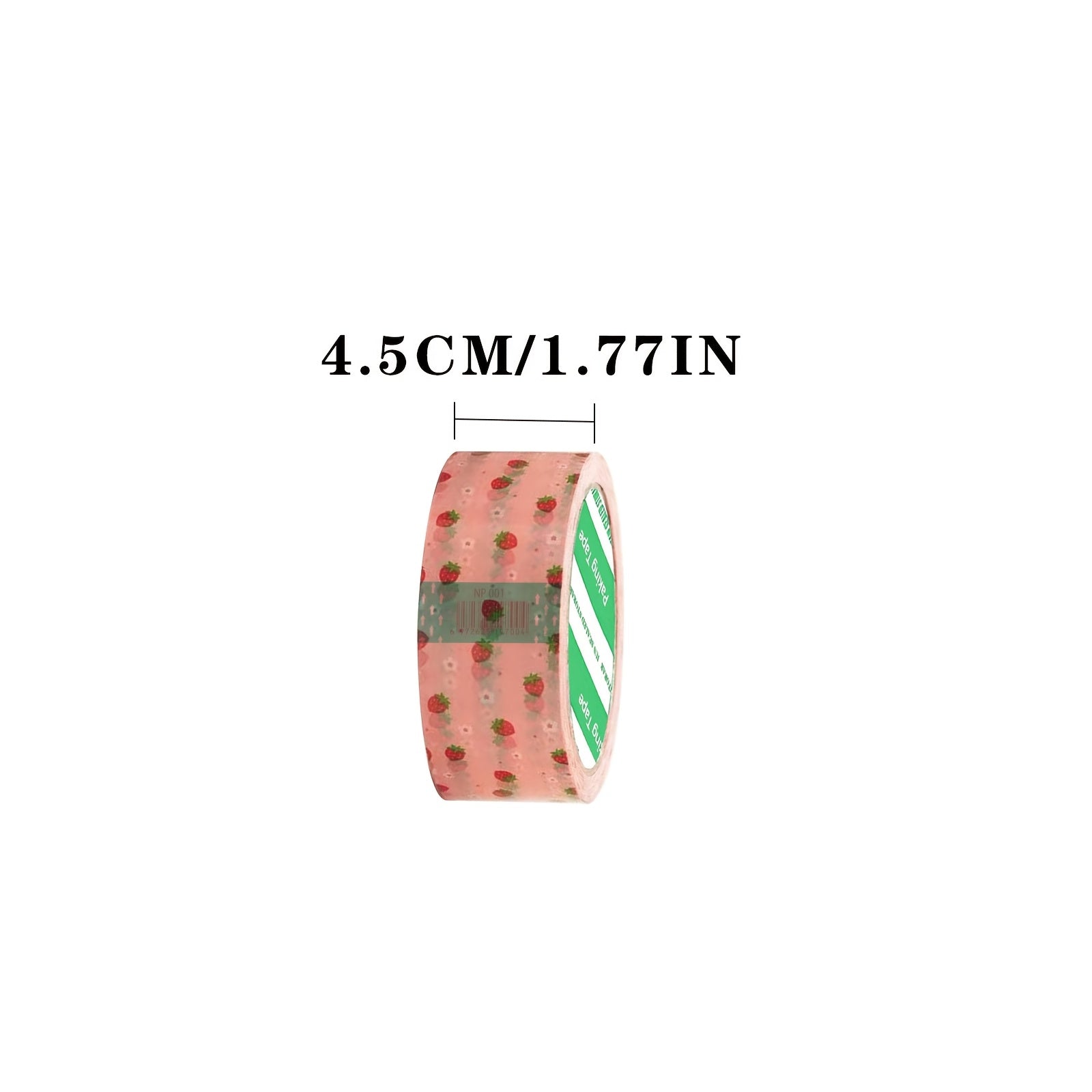 Pink Strawberry Flower Printed Packing Tape - 4.5 cm Wide, 60 Yards Long