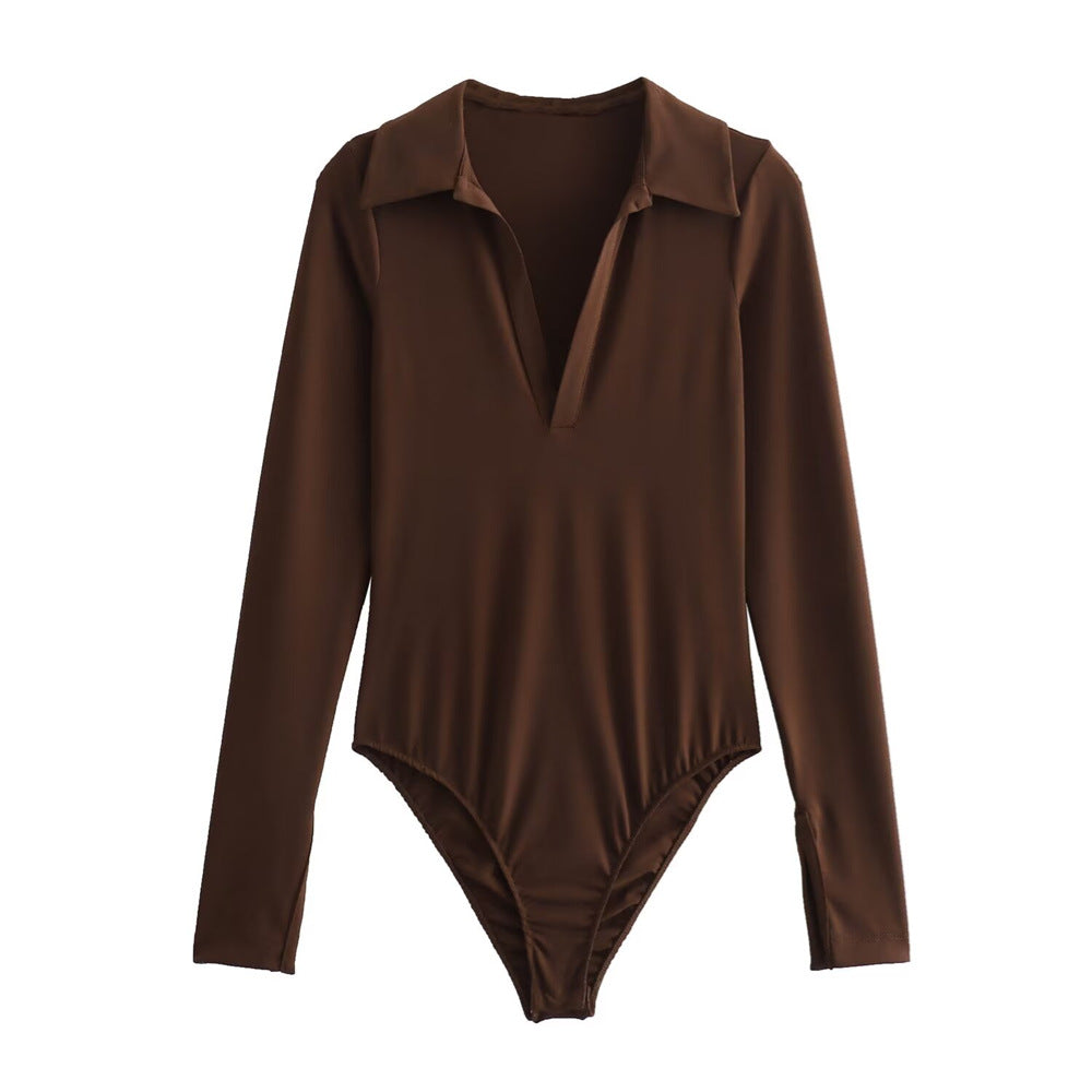 Women's Slim V-neck One-piece Shirt