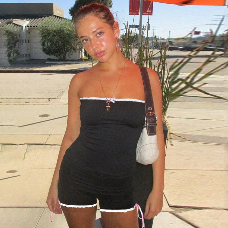 Night Club Style Women's Off-shoulder Sleeveless One-piece Jumpsuit