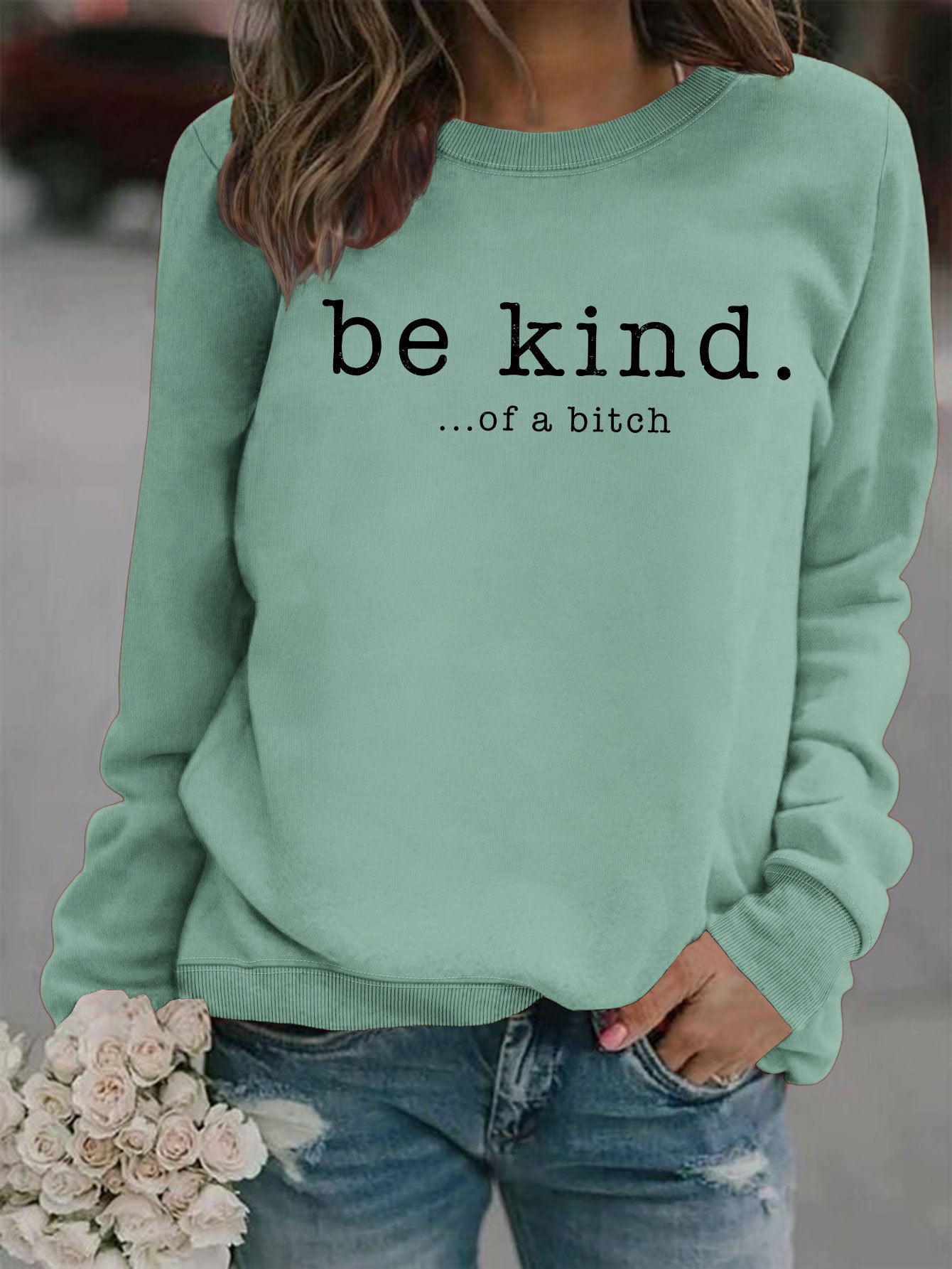 Women's Casual Printed Round Neck Pullover Hoodie