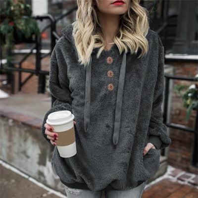 Women's Slim Fit Long Sleeve Solid Color Hoodie