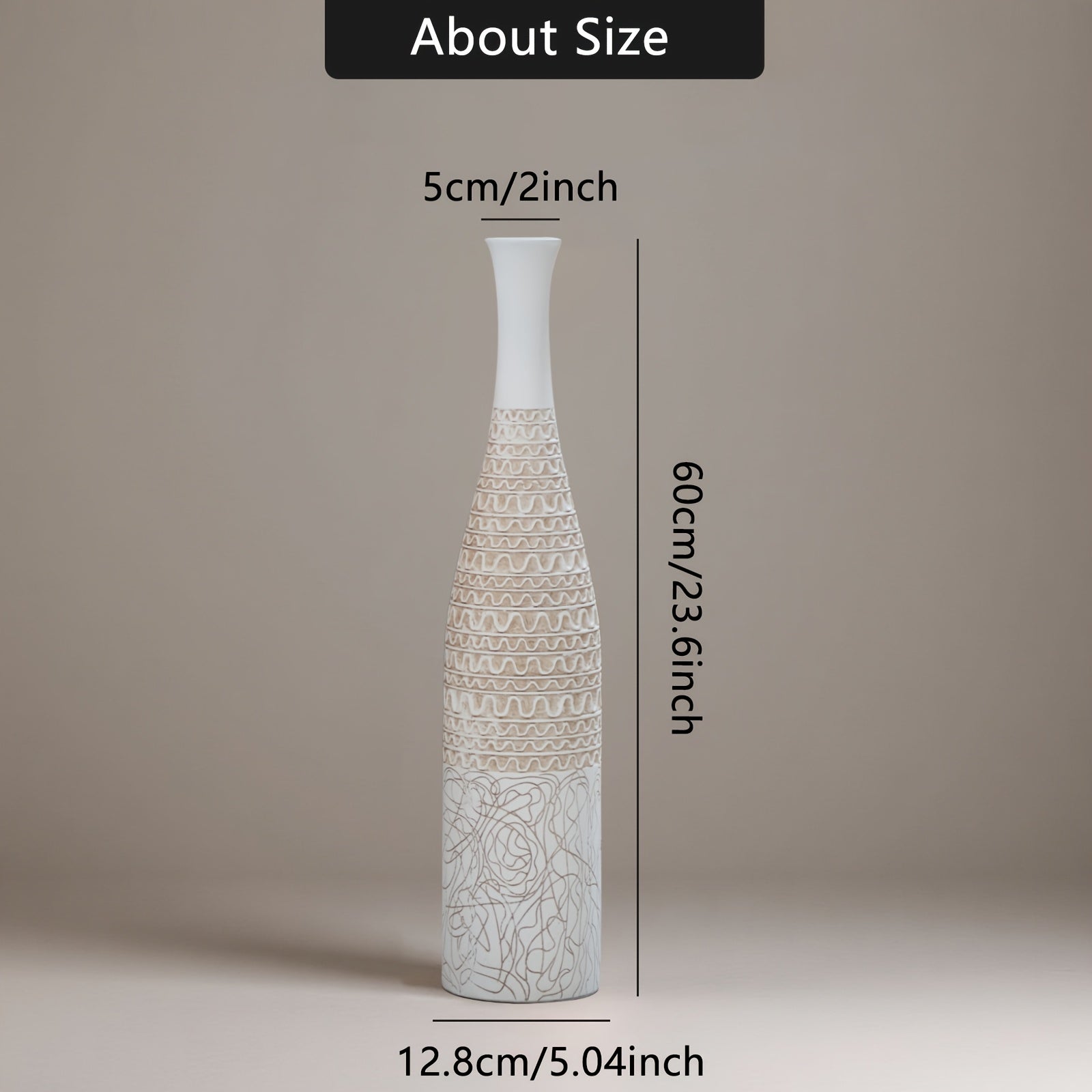 [Large Resin Vase] Large Resin Vase Classic Striped Pattern Floor Vase, Pampas Grass Floor Vase, Versatile Autumn Decorative Vase, Suitable for Living Room/Kitchen/Bedroom/Office/Hotel Decoration…