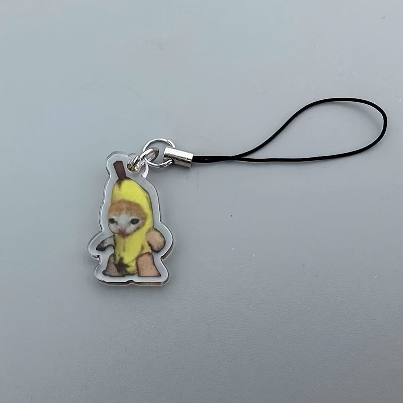 2D Flat Banana Cat Phone Charm – Happy & Crying Design