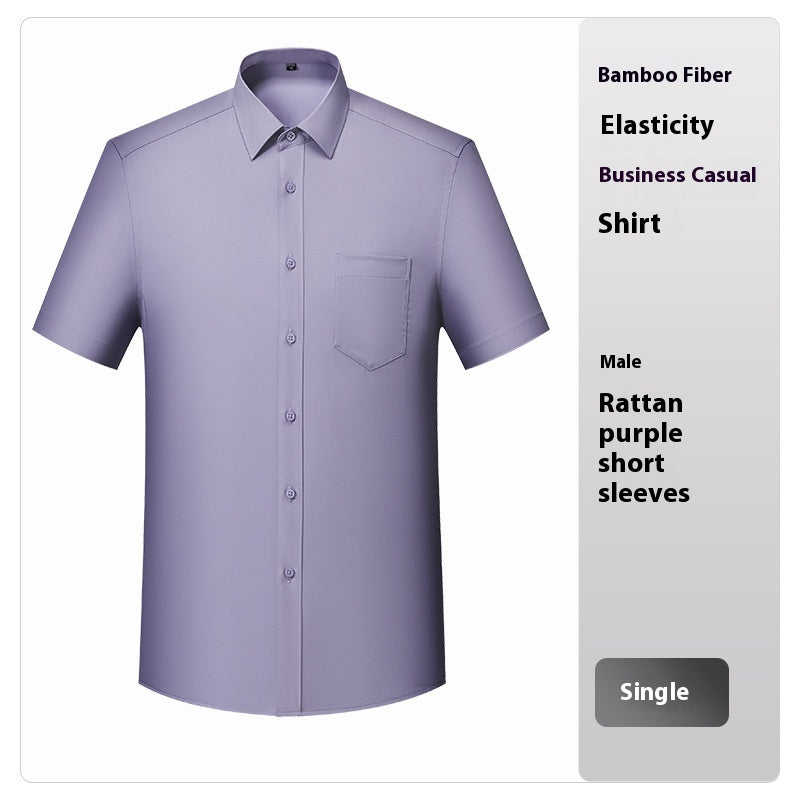 Bamboo Fiber White Shirt Men's Professional Short Sleeve