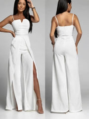 Sleek Bustier Slit Jumpsuit for Women