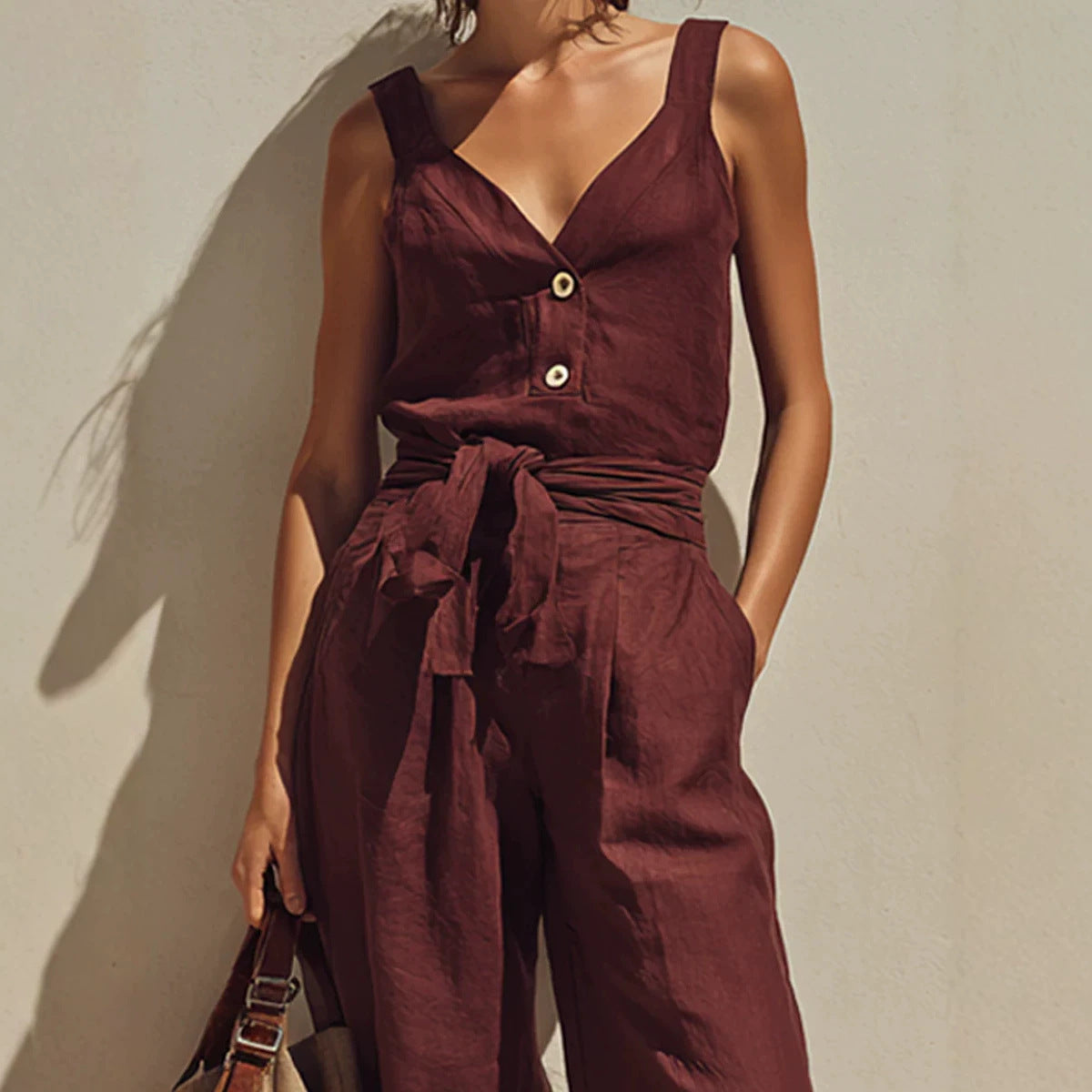 Chic Loose-Fitting Sleeveless Strap Jumpsuit