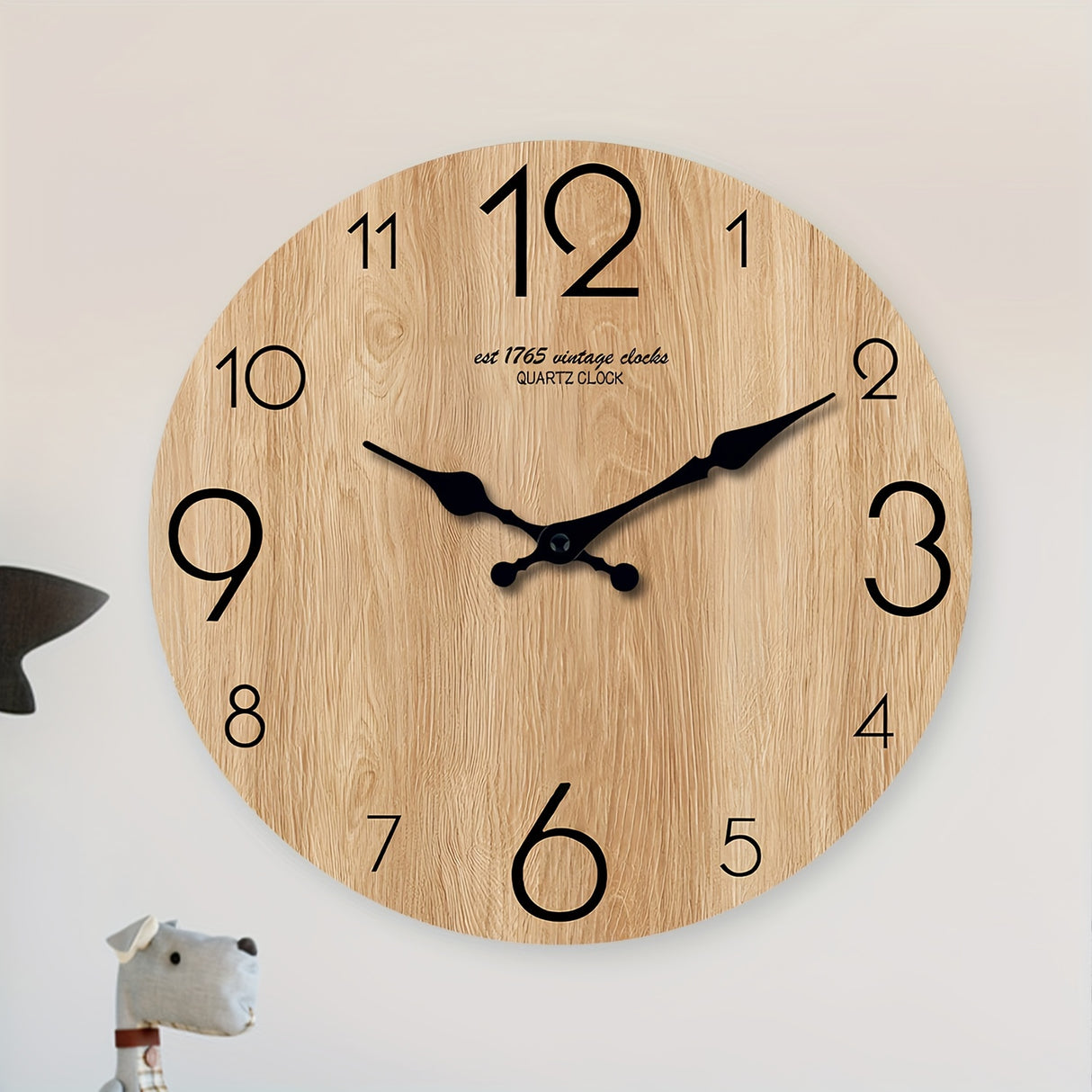 A 10-16-inch American wooden large imitation wood texture clock wall- battery-powered, silent and quiet clock, suitable for living room, bedroom, home, office, aesthetic room decoration clock wall, ideal festival gift (battery-free)