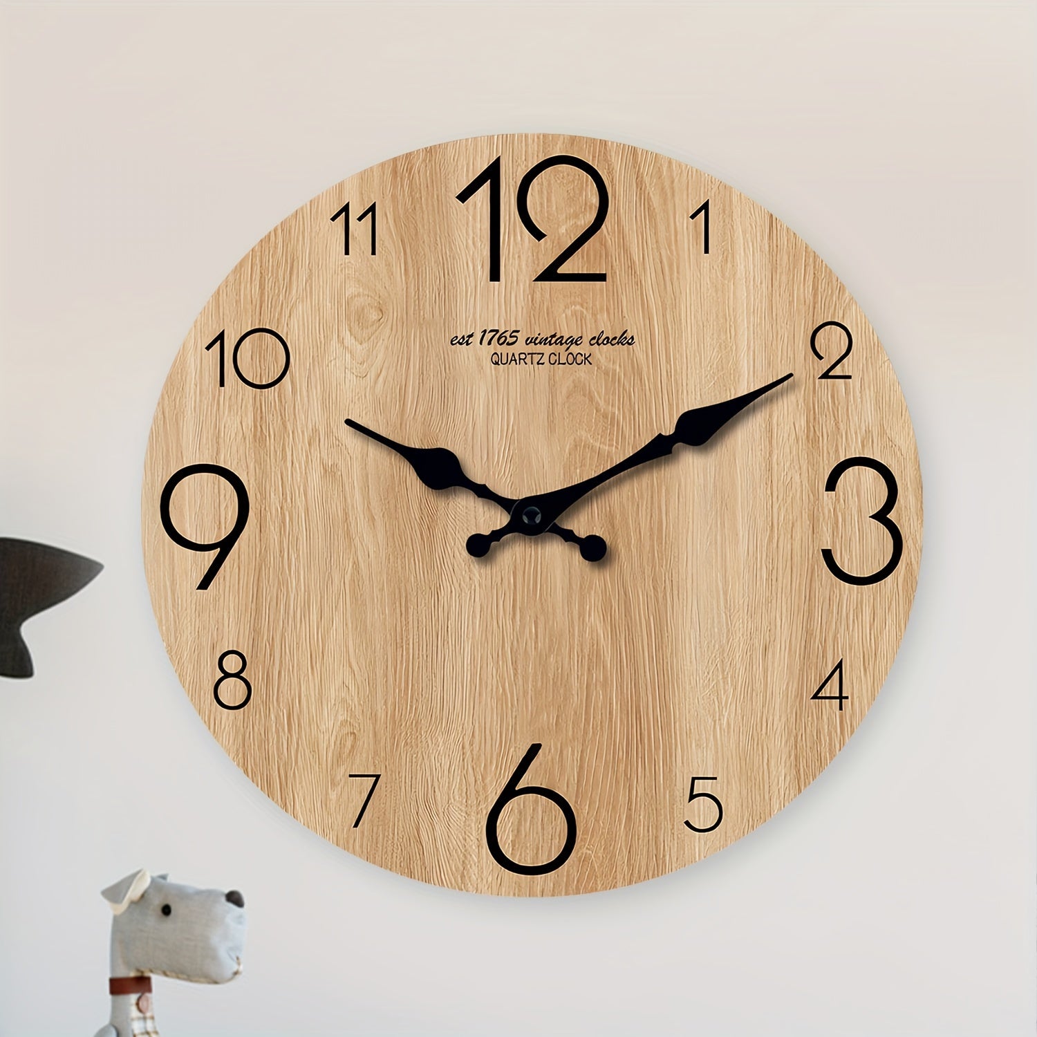 A 10-16-inch American wooden large imitation wood texture clock wall- battery-powered, silent and quiet clock, suitable for living room, bedroom, home, office, aesthetic room decoration clock wall, ideal festival gift (battery-free)
