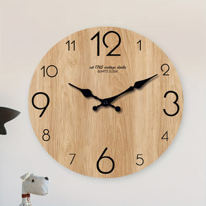 A 10-16-inch American wooden large imitation wood texture clock wall- battery-powered, silent and quiet clock, suitable for living room, bedroom, home, office, aesthetic room decoration clock wall, ideal festival gift (battery-free)