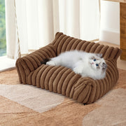 Extra Large Extra Wide Plush Cat Sofa Bed With Removable Machine-Washable Cover - Extra Tall Raised Edges, Extra Thick Cushioning - Extra Large Pet Furniture For Indoor Cats - Luxury Bed For Multi-...