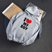 Cozy Love Letter Print Long Sleeve Hooded Hoodie