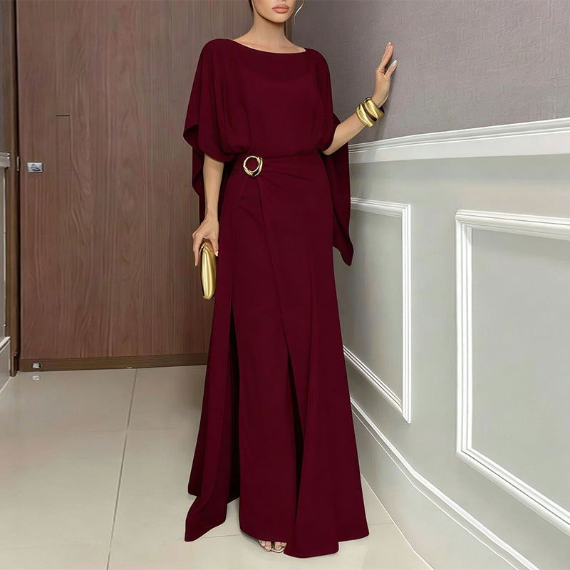 Solid-color Minimalist Slit-style Womens Three-piece Set