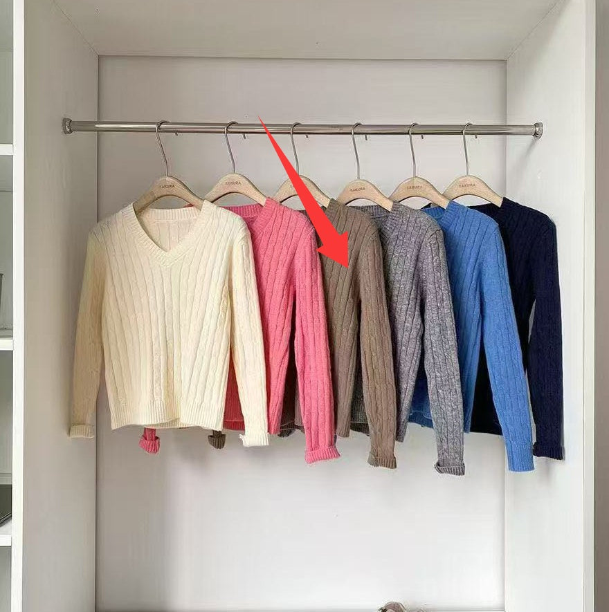V-neck Pullover Vintage Knit Top for Layering