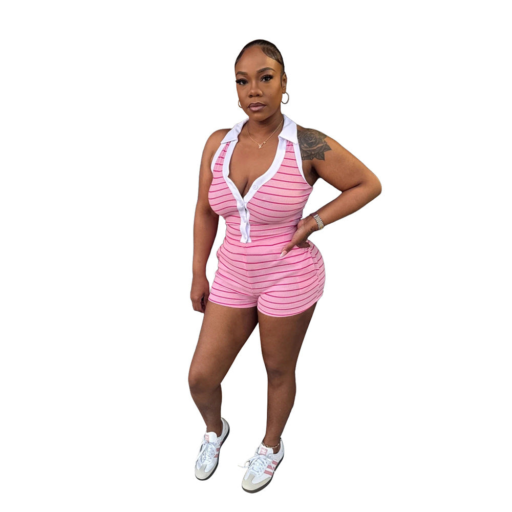Women's Printed Halterneck Top & Shorts Set